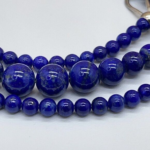 Jay King Lapis Necklace Graduated Beads Sterling Silver .925 Findings 19.75" - Picture 2 of 7